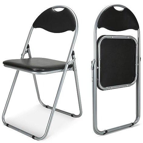 Bravich Candy Folding Chair, Set of 2 - Padded Foldable Dining Chairs with Steel Frames, Hold 100kg Each, Fold Flat for Compact Storage, Lightweight - Black