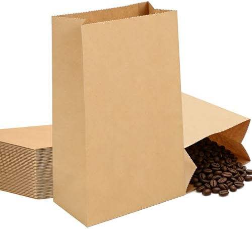 100 PCS Brown Paper Bags Small Paper Bags No Handles 11 x 6 x 20 cm - 70 g./m2 with 100% Pure Kraft Party Bag Brown Gift Lunch for Easter Christmas Wedding Birthday Party