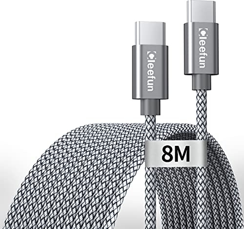 CLEEFUN Extra Long USB C to USB C Cable 8M/26ft, Fast Charging USB Type C to Type C PD 60W Charging lead for iPhone 17 Air 16 15, Samsung Galaxy, Pixel, Switch, Huawei, Lenovo and More