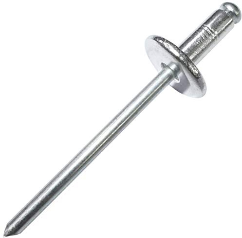 AERZETIX - Uppsättning av 100 blinda nitar Ø4x10mm med 12mm brett huvud - DIN 7337 C - popnit med skaftbrott - i aluminium/stål - C48153