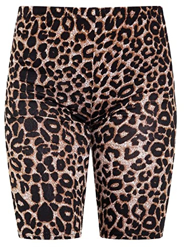 Missloved Ladies Womens Cycling Dancing Gym 1/2 Leggings Active Casual Shorts (Brown Leopard, 20-22)
