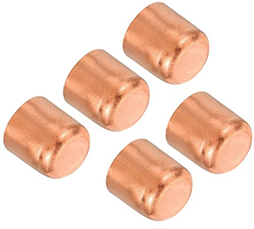 PATIKIL 3/8 Inch (10mm) ID Copper Pipe End Cap, 5 Pack Copper Fitting Cap Sweat Plug Solder Connection for Plumbing HVAC Air Conditioner