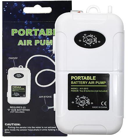 AIRTAK 100 GPH bärbar batteri luftpump för fisketurer, akvarieluftpump med luftstenar, utomhus- och utomhusbruk