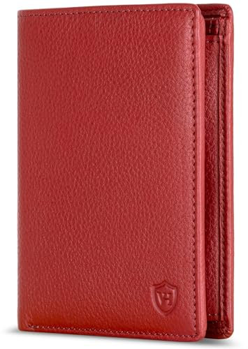 VON HEESEN Leder Geldbörse RFID Schutz I Echtleder Geldbeutel für Damen & Herren I Portemonnaie Brieftasche Wallet Portmonee (Rot)
