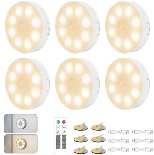 Illuminazione per armadio con telecomando, [3 colori] Luce notturna senza fili con sensore di movimento, luce di movimento con batteria, dimmerabile, luce per armadio con timer, per corridoio, cucina,