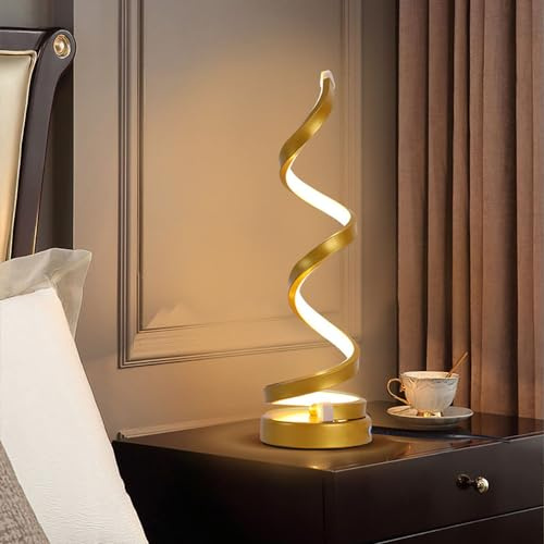 Mengjay skrivbordslampa LED dimbar bordslampa 3 färger ögonvänlig bordslampa sänglampa Läslampa för läsare (Guld)
