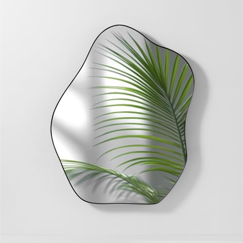 Navaris Deko Wand Spiegel asymmetrisch - 55 x 43,5cm - Wandspiegel modern - für Flur Gäste WC Wohnzimmer Schlafzimmer - Flurspiegel Garderobenspiegel in Schwarz