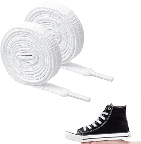 FAST-FX 2 Pieces White Shoe Laces - Durable Laces for Trainers, Athletic Shoes, Boots and More
