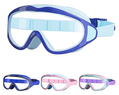 BeLikeFish Schwimmbrille Kinder - Kinder Schwimmbrille 4-12 Jahre Großes Objektiv Anti Fog Wasserdicht