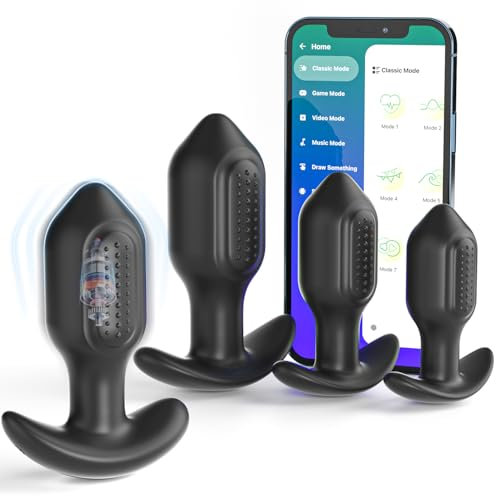 Yivans 4PCS Silikon Analplug Set, Analvibrator Mit 10 vibrationsmodi und APP Fernbedienung, Erotik Anal Sexspielzeug Anfänger Trainings Buttplug Prostata Massagegeräte Paarvibrator für Frauen Männer