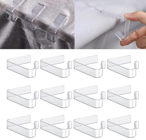 JNGTKL Tablecloth Clips, 12 Pcs Table Cloth Clips, Windproof Picnic Transparent Table Clips For Christmas Home Wedding Party Restaurants Indoor Outdoor Camping, Fsuitability 2-3.5cm Table