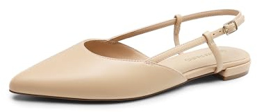 DREAM PAIRS Women's Low Heel Dress Party Ballet Flats,Nude-Pu,6.5