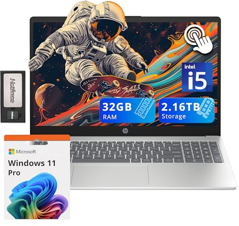HP Pavilion 15.6 HD Touchscreen Laptop, Intel i5-1235U, 32GB RAM, 2.16TB Storage(2TB SSD + 160GB Docking Station Set), Intel Iris Xe Graphics, Num Pad, 720p Webcam, Wi-Fi 6E, Win 11 Pro, Silver