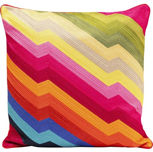 Kare Design Kudde Artistic Zig Zag, 50 x 50 cm, flerfärgad, modern, dekorativ kudde, bomull, med dragkedja, sovrum, vardagsrum, för soffor/soffa