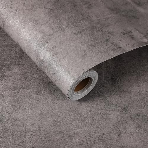 sourcing map Carta da parati in cemento, 59,9 x 500,4 cm, carta da parati in vinile con effetto cemento industriale, opaca, ruvida, per cucina, piano di lavoro, armadio, bagno, grigio scuro