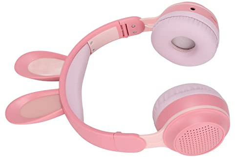 Ejoyous Trådlöst Headset för Barn, Stödminneskort, Hörlurar med Kaninöra, HD Sereo-ljud, Multifunktionellt, Lång Batteritid för Onlineinlärning för PC för Surfplatta (Rosa)