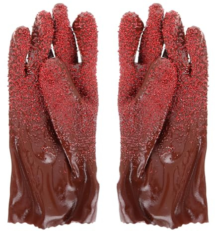 HONITANO Guantes de Limpieza Antideslizantes de PVC para Cocina y Fontanería Resistentes la Abrasión Impermeables y Ergonómicos para Tareas de Fregado Desagües y Despiece Unisex