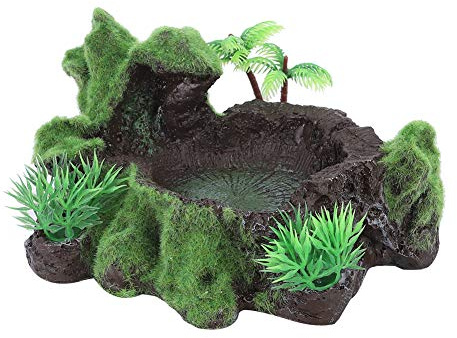 LUCKDANO ZR 012 Bol d'alimentation pour Reptiles en Résine, Mangeoire à Eau Robuste Lézards, Tortues, Grenouilles, avec Conception Non Facile Nettoyer Aquarium Pet Store Vivarium