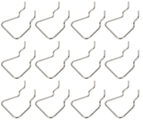 JECOMPRIS 12pcs Stainless Steel Pegboard Hooks Single Metal Peg Hooks Perforated Wall Display Rack for Workshop and Garage Organization