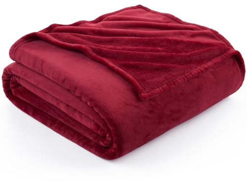 EHEYCIGA Throw XL Fleece Throw Blanket for Sofa 130x178cm, Red | Soft Fluffy Blanket for Bed, Warm Large Throws for Adults, Fit All Season