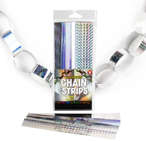 Hygloss Products Super Chain Strips 1 x 8 / 100 Holographic, Silver Count