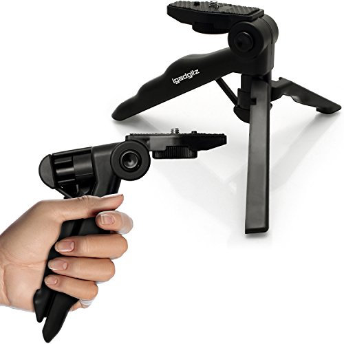 iGadgitz 2 in 1 Pistol Grip Stabilizer and Mini Lightweight Table Top Stand Tripod for Digital Camera, DSLR, Video Camera & Camcorder