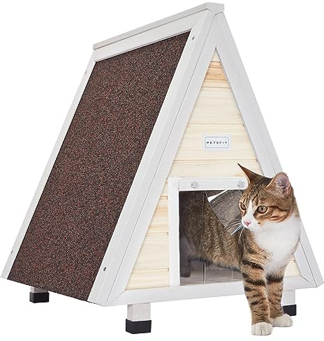 Petsfit Outdoor Cat House Weatherproof, Outside Feral Cat House with Escape Door,Outdoor Indoor Pet House for Small Animal