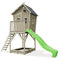 EXIT Toys Crooky 700 Holzspielhaus für Draußen - Mit Sandkasten und extra großer Rutsche - Gartenhaus aus Holz für Kinder mit wasserdichtem Dach - 100% FSC Zedernholz - 391x184x281cm - Graubeige