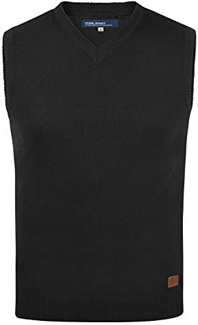Blend Larsson Herren Pullunder Strickweste Feinstrick mit V-Ausschnitt, Größe:L, Farbe:Black (70155)