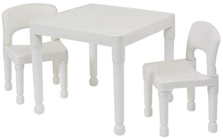 Liberty House Toys 8809W Plastic Table and Two Chair Set, White, H x 43.5cm W x 51cm D
