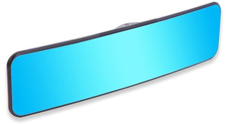 SkycropHD Anti Glare Rear View Mirror for Car, Clip on Wide Angle Panoramic Rearview Mirror Eliminate Blind Spots – Convex, Blue