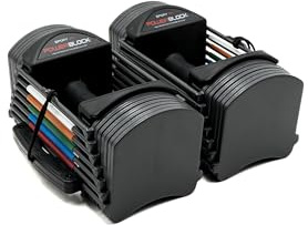 PowerBlock Sport 24 Adjustable Dumbbells, Sold in Pairs, 3-24 lb. Durable Steel Build, Innovative At Home Workout Equipment, All-in-One Exercise Product, Strength Training