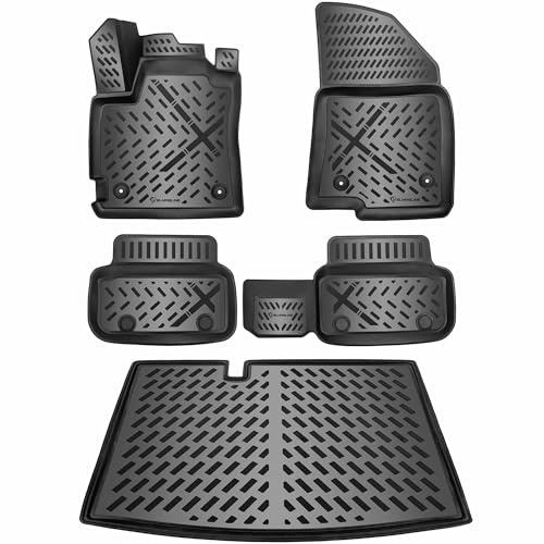 ELMASLINE 3D Tappetini Gomma e Vasca Baule per Dacia Sandero 3 (III) 2021-2026 | No Cabe en el Piso de Carga Variable | Tappetini Auto | Vasca per il bagagliaio | Accessori Auto