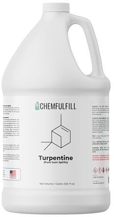 Chemfulfill Turpentine - Pure Gum Spirits - High Purity, Industrial-Grade Natural Solvent for Resins, Paint Thinners & Varnishes (Half-Pint (8 fl oz))