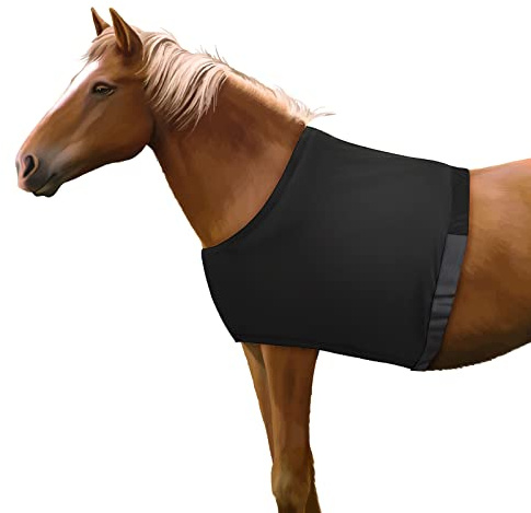 Horse Shoulder Guard, High Elastic Spandex Fabric Horse Vest - Anti-Rub Bib - Black (Size M)
