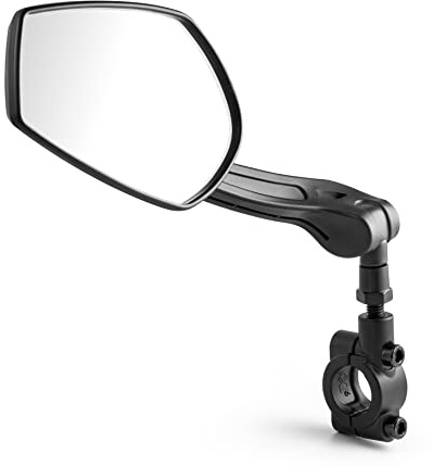 Lifenaxx Miroir de Vélo LX-031 – Miroir pour Vélo à Installer à Gauche pour E-Bike, VTT, Vélo de Ville Miroir de rétroviseur en Verre résistant aux Rayures – Grand Champ de Vision 12x7cm