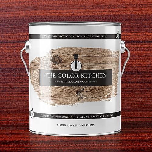A.S. Création THE COLOR KITCHEN väderbeständig premium trälasyr för inomhus- och utomhusbruk, nyans rosenträ, sidenglänsande för optimalt träskydd, 2,5 l för 35 m² målning
