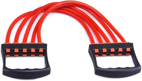 Chest Expander for Chest Arm Legs Shoulder, Chest Exerciser for Men with 5 Removable Ropes, Fitness Training Expander Set for Pilates Push Ups Full Body Home Gym Workout Band (Red)