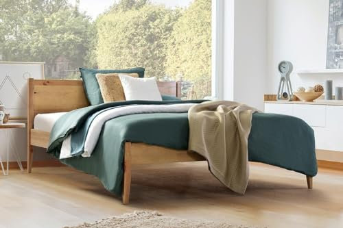 Meble Doktór Holzbett - Bett aus Kiefernholz – Presto 140x200 cm – Bettgestell mit Rahmen – Holzmöbel – 100% Naturholz - Massivholzbett – Solide Verarbeitung - Eichenbeize