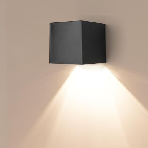Kinberry Solar Wall Light Outdoor - Down Lights Solar Light Color Adjustable for Outdoor LED Lighting Waterproof Wall Light Wall Wireless Waterproof Fence Lighting for Path Garage