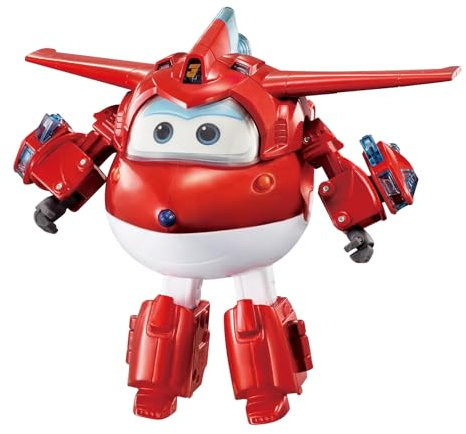 Super Wings Transformations-Flugzeug Supercharged Jett, ca. 12,7 cm große Spiel-Figur für Kinder, Spielzeug-Flugzeug und Roboterfigur für 3+ Jahre Alten Jungen Mädchen, Rot