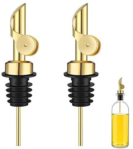XMYCYuChen 2Pcs Automatically Steel Liquor Bottle Pourers Easy Open Close Oil Dispenser Spout Non-Disposable Bottle Pourers for Pours Liquid, Olive Oil