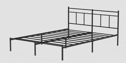 Zinus Elias Bettgestell 140x200 cm mit Vintage Kopfteil - Metallbett 140x200 mit Metall-Lattenrost - 30 cm Hohe Plattform mit Freiraum Darunter - Kein Boxspringbett Erforderlich - Schwarz