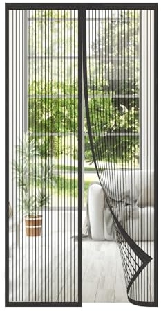MAGICDOOR Magnetiskt insektsnät balkongdörr 90 x 180 cm – svart för polyester