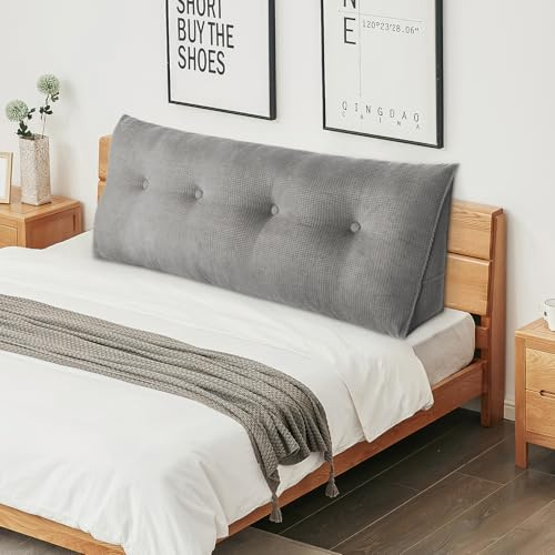 OHMG 140cm Coussin cale Triangulaire pour tête de lit, Coussin de Lecture, Coussin de Soutien Lombaire, Dossier de Taille, traversin de positionnement Doux, pour canapé, lit de Jour ﻿