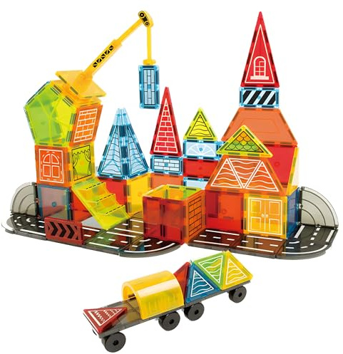 Olvy Montessori - 42 mattoncini magnetici per bambini - giocattolo da costruzione magnetico a partire dai 3 anni - Smart Playground - set di magneti per bambini (costruttore)