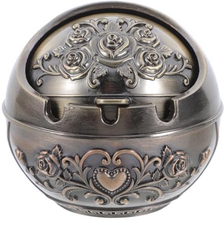 Ashtray With Lid: iplusmile Creative Metal Ashtray Small Portable, with Vintage Patio Lid for Outside and Inside