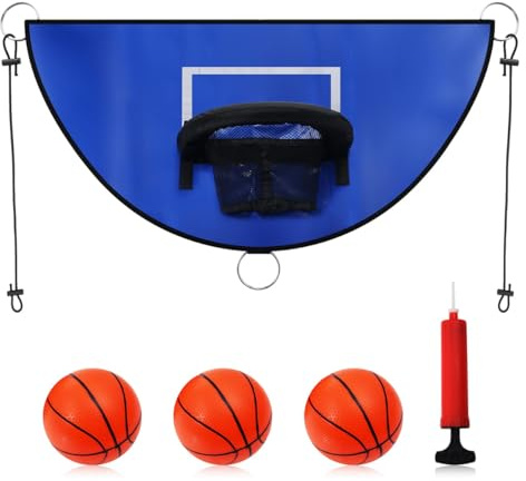 Enwye Basketkorgsset för studsmattor Blå Vattentät UV-resistent PVC Bärbart utomhusspel med 3 bollar Pump