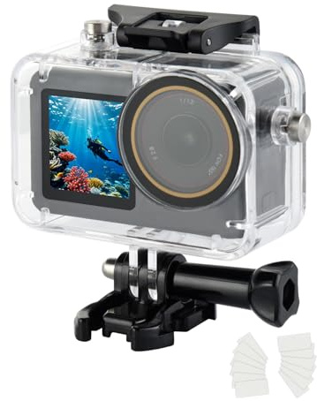 UTEBIT wasserdichte Hülle für DJI Osmo Action 5/4/3, Kamera Unterwassergehäuse 50M tiefes Tauchen mit 12 Anti Beschlag Einsätze, Transparent Wasserresistente Tauchen Schutzhülle