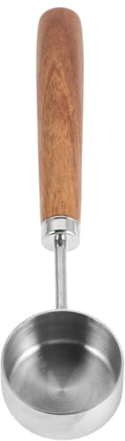 FONDOTIN Cucchiaio da caffè in acciaio inossidabile con manico in legno misurino elegante per caffè espresso tè e polveri proteiche resistente e durevole per uso quotidiano